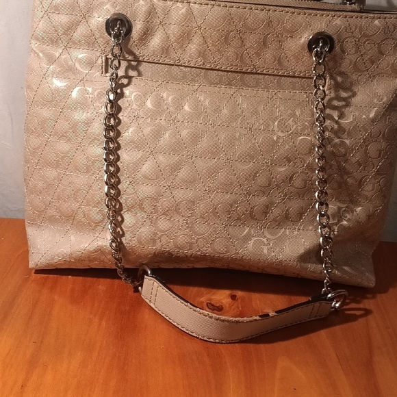 Guess Signature Beige Women Bag With Chain Handles - Picture 5 of 15